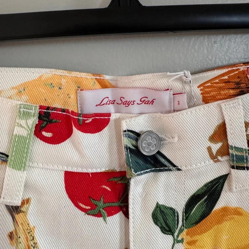 Lisa Says Gah Cream and Red Tomato Print Pants - Picture 4 of 5